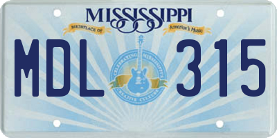 MS license plate MDL315