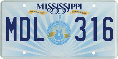MS license plate MDL316