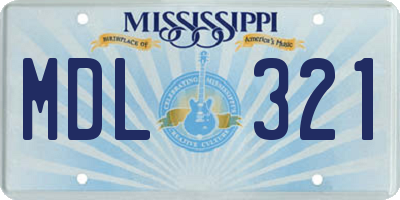 MS license plate MDL321