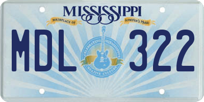 MS license plate MDL322