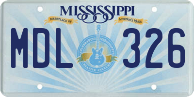 MS license plate MDL326