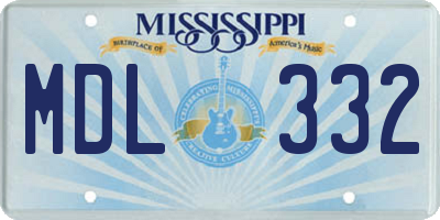 MS license plate MDL332