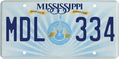 MS license plate MDL334