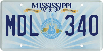 MS license plate MDL340