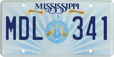 MS license plate MDL341