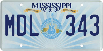 MS license plate MDL343