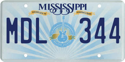 MS license plate MDL344
