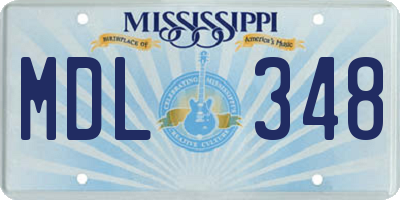 MS license plate MDL348