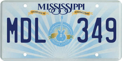 MS license plate MDL349