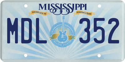 MS license plate MDL352