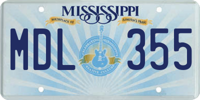 MS license plate MDL355