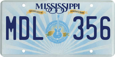 MS license plate MDL356