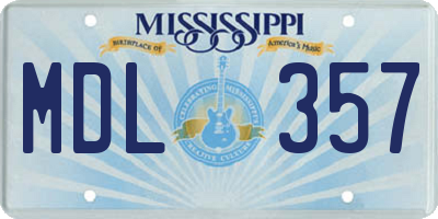 MS license plate MDL357