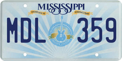 MS license plate MDL359