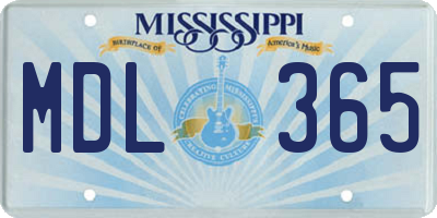 MS license plate MDL365