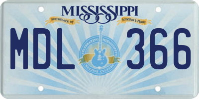 MS license plate MDL366