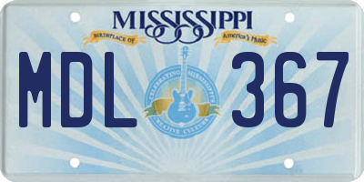 MS license plate MDL367