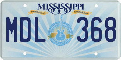 MS license plate MDL368