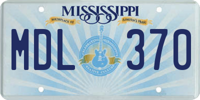 MS license plate MDL370