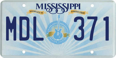 MS license plate MDL371