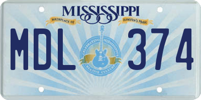MS license plate MDL374