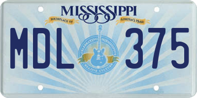 MS license plate MDL375