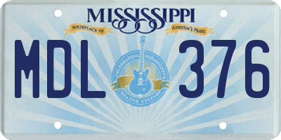 MS license plate MDL376