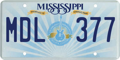 MS license plate MDL377