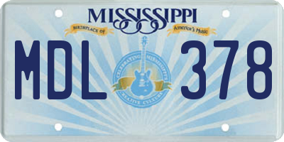 MS license plate MDL378