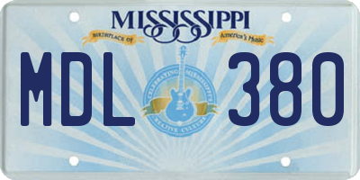 MS license plate MDL380