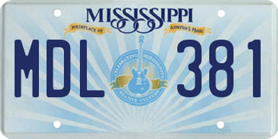 MS license plate MDL381