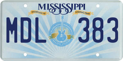 MS license plate MDL383