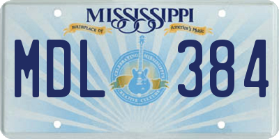 MS license plate MDL384