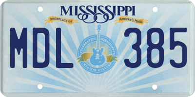 MS license plate MDL385
