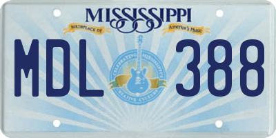 MS license plate MDL388