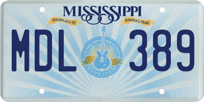 MS license plate MDL389