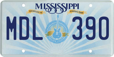 MS license plate MDL390