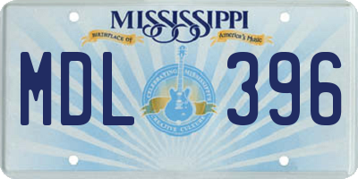 MS license plate MDL396