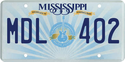 MS license plate MDL402