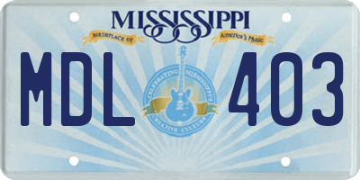 MS license plate MDL403