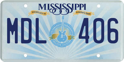 MS license plate MDL406