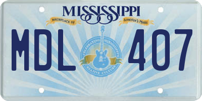 MS license plate MDL407