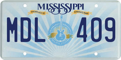 MS license plate MDL409