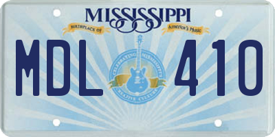 MS license plate MDL410