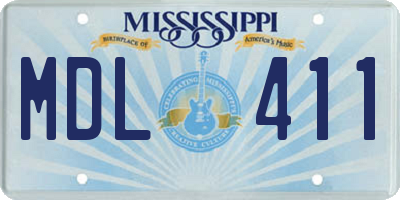 MS license plate MDL411