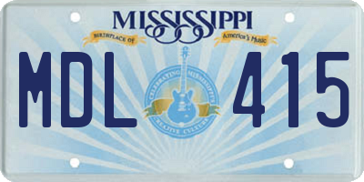 MS license plate MDL415