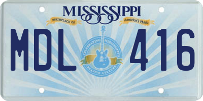 MS license plate MDL416