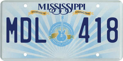 MS license plate MDL418