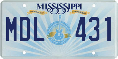 MS license plate MDL431