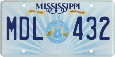 MS license plate MDL432